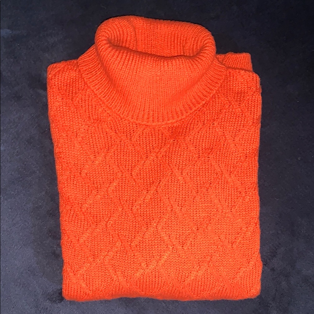 Men's Bold Orange Turtleneck Sweater